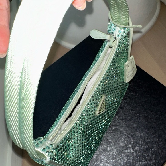 NWT! PRADA RE-EDITION SHOULDER BAG-CRYSTALIZED AQUA-NEVER WORN- LIMITED EDITION - Picture 5 of 10